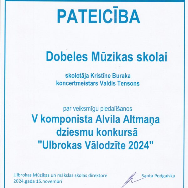 V komponista Alvila Altmaņa dziesmu konkurss "Ulbrokas Vālodzīte 2024"