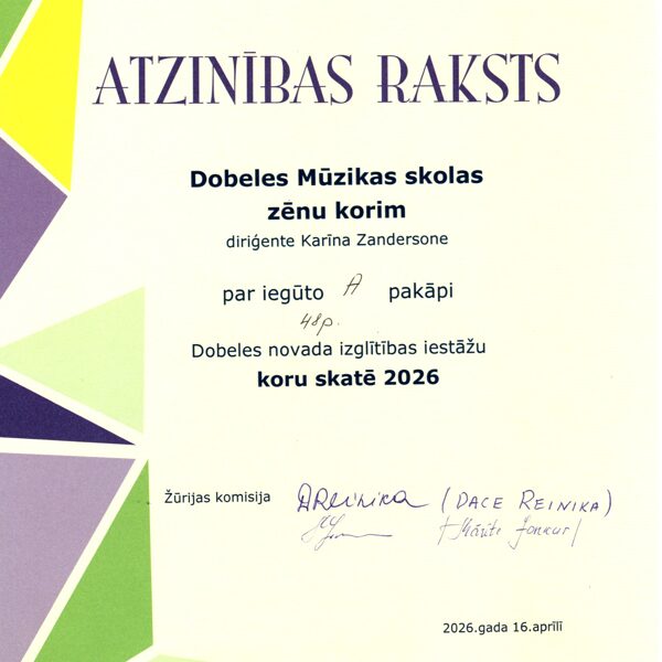 Dobeles novada izglītības iestāžu koru skate 2026