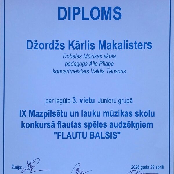 IX Mazpilsētu un lauku mūzikas skolu konkurss "Flautu balsis"29.04.2026.