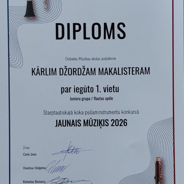 Starptautiskais kokapūšaminstrumentu konkurss "Jaunais mūziķis 2026