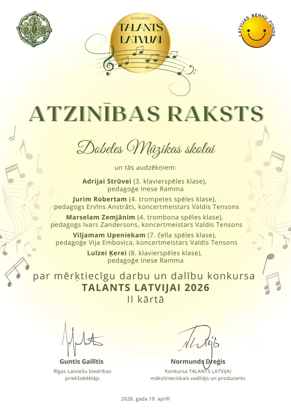konkurss "Talants Latvijai 2026"