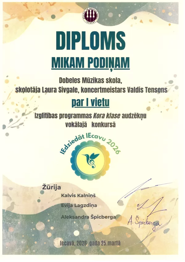 Jauno vokālistu konkurss "IEdziedi IEcavu 2026" 25.03.2026.