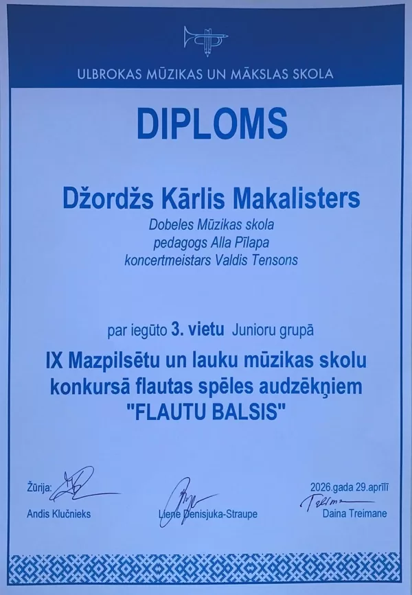 IX Mazpilsētu un lauku mūzikas skolu konkurss "Flautu balsis"29.04.2026.