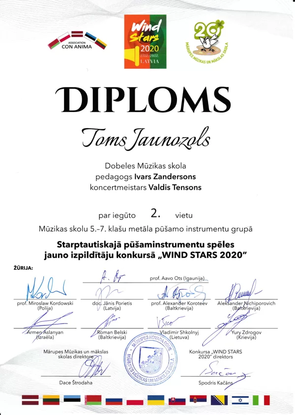 .Starptautiskais pūšaminstrumentu spēles izpildītāju konkurss Mārupē, 28.02.2020.