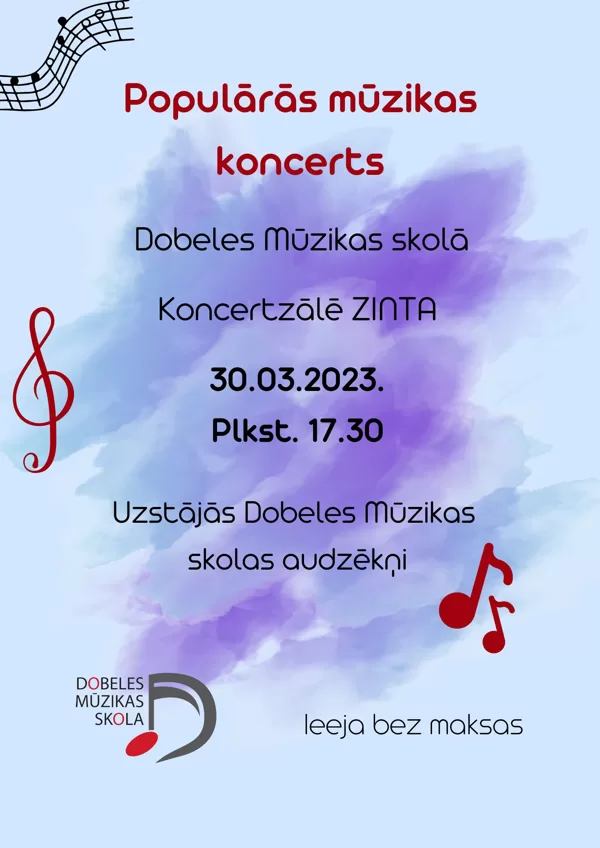 Populārās mūzikas koncerts 30.03.2023.