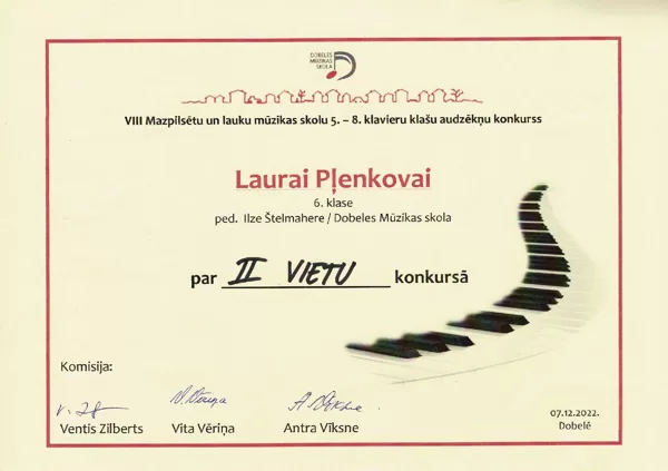 VIII Mazpilsētu un lauku MS 5. - 8.klavieru klašu audzēkņu konkurss