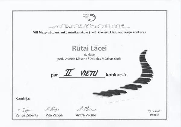 VIII Mazpilsētu un lauku MS 5. - 8.klavieru klašu audzēkņu konkurss
