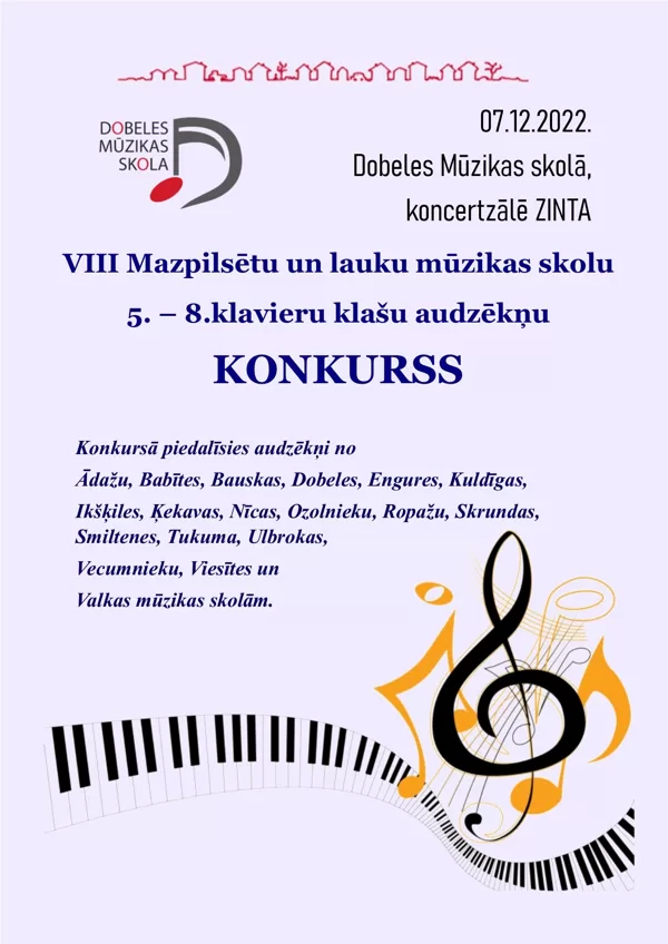 VIII Mazpilsētu un lauku mūzikas skolu 5. -8.klavieru klašu audzēkņu konkurss