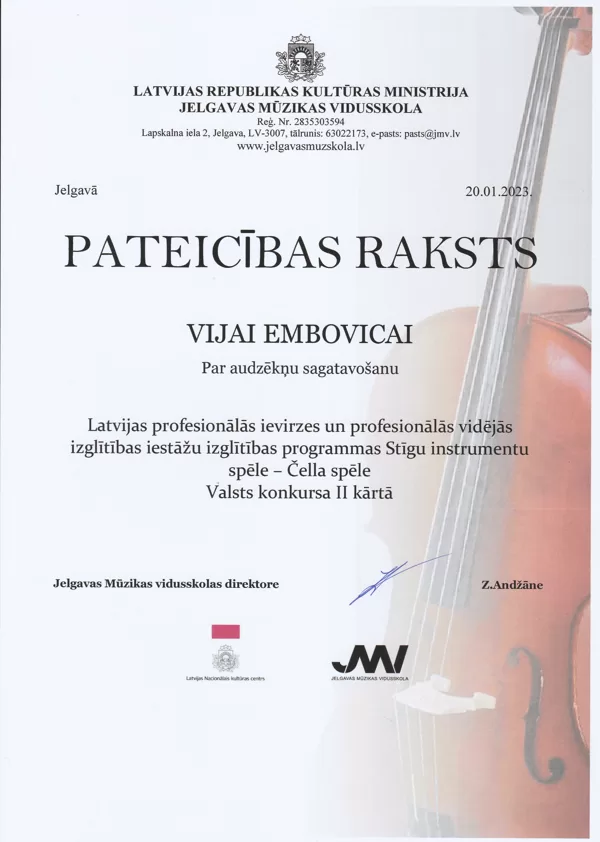 Valsts konkurss Stīgu instrumentu spēlē Vijoles spēle un Čalla spēle II kārta Jelgavā.