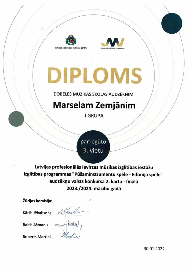 Valsts konkurss "Sitaminstrumentu spēlē"un "Pūšaminstrumentu spēlē"
