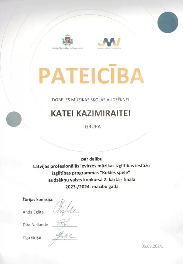 Valsts konkursa "Kokles spēlē"II kārta 05.03.2024.